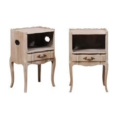 Vintage Pair of French Painted Wood Nightstand Side Tables from the Mid-20th Century