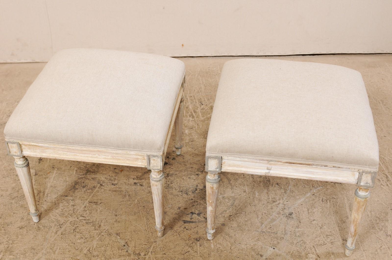 Pair of French Painted Wood Stools, circa 1920s 5