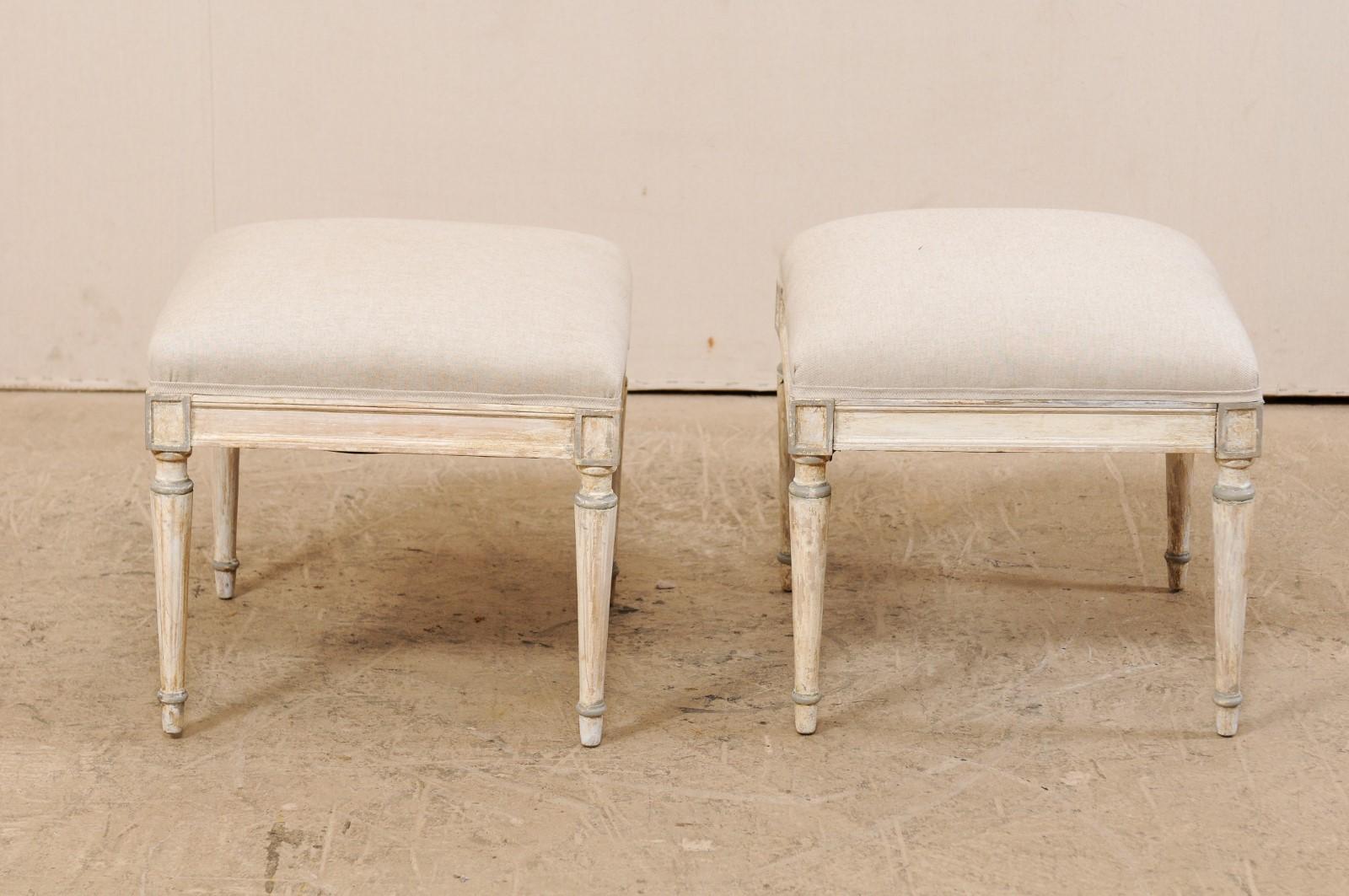 Pair of French Painted Wood Stools, circa 1920s (Französisch)