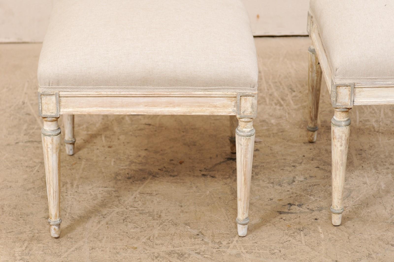 Pair of French Painted Wood Stools, circa 1920s 1