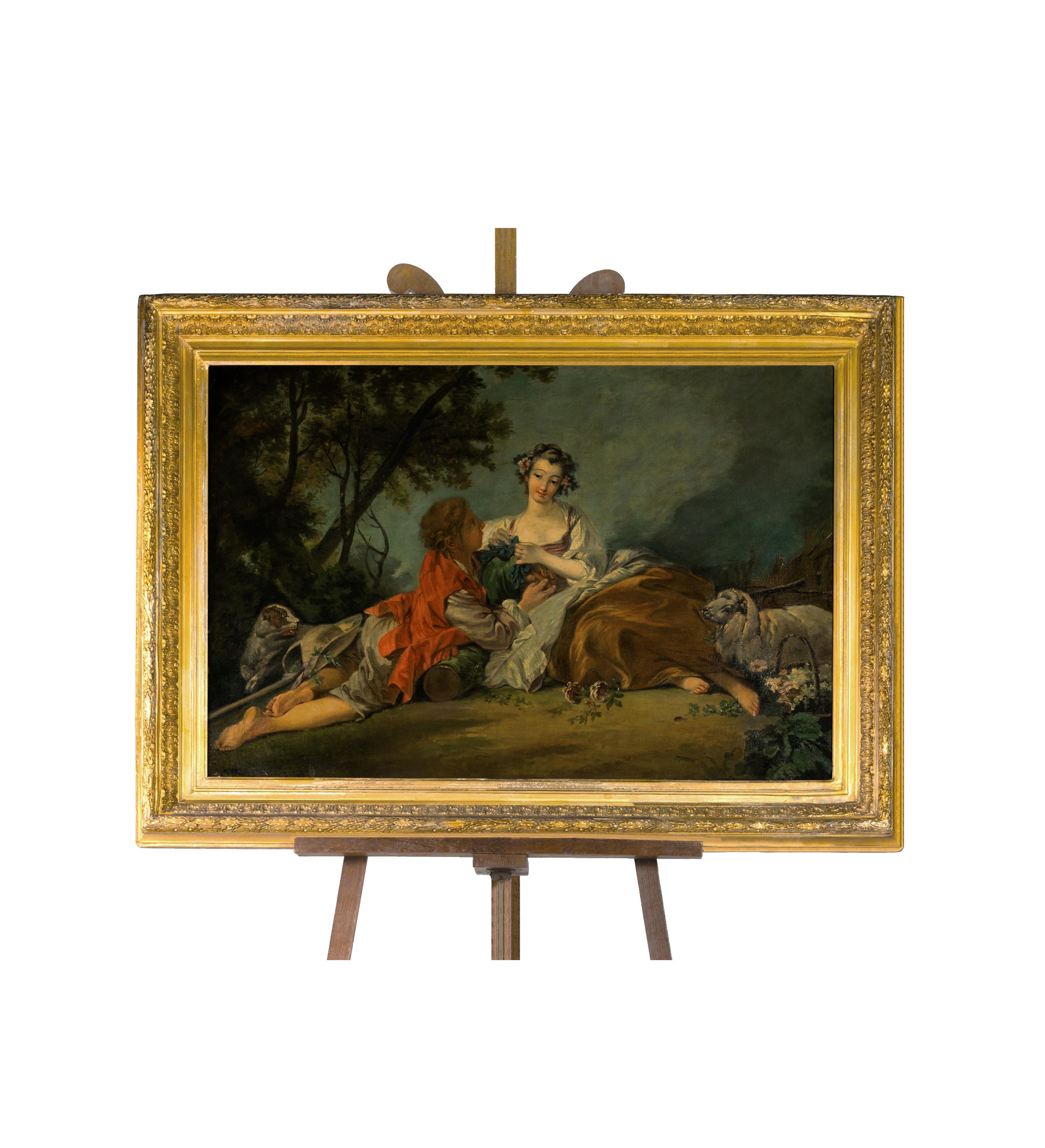 Paire de peintures françaises, (d'après François Boucher), (d'après Eugéne Delacroix) en vente 5