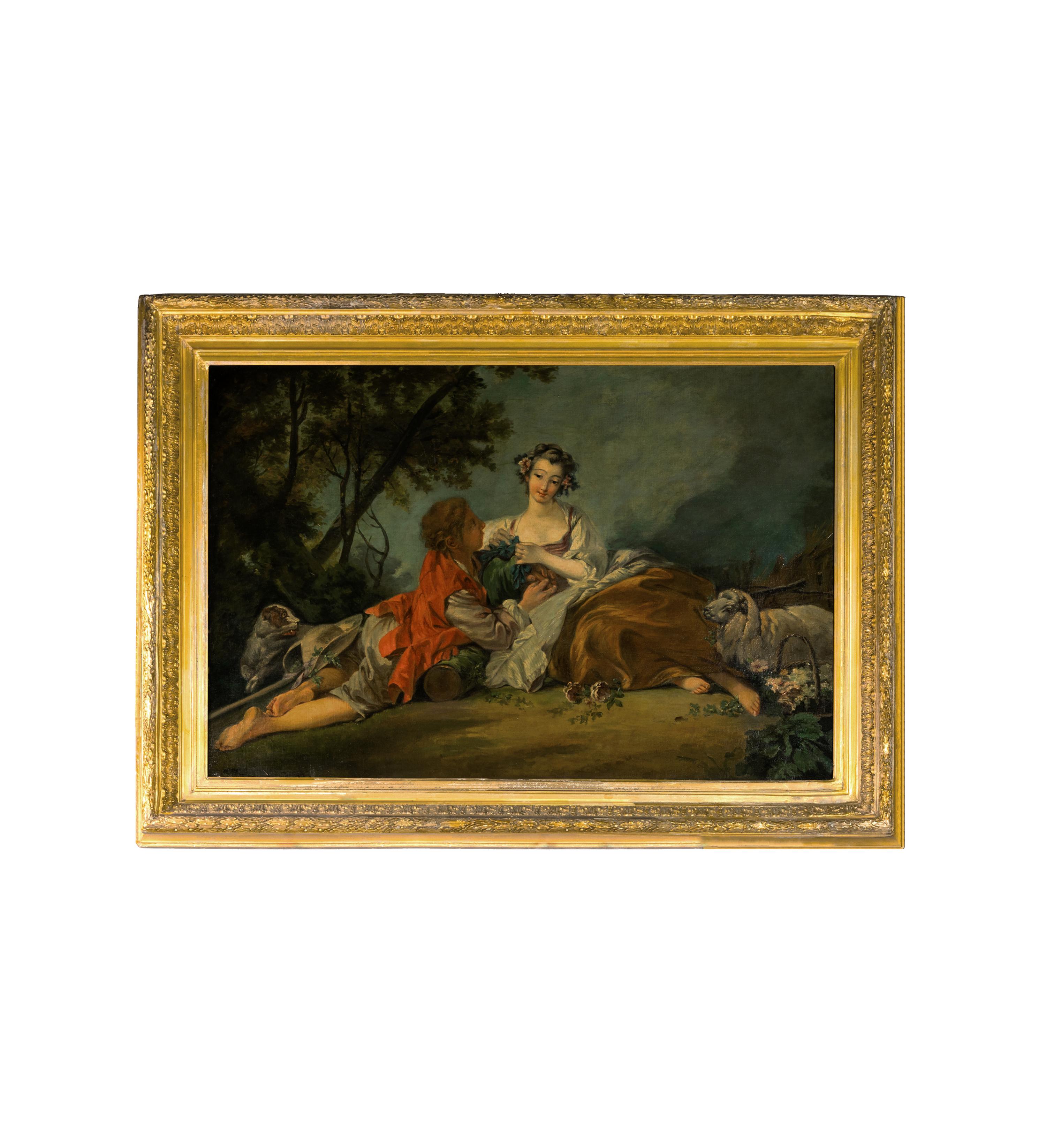 Toile Paire de peintures françaises, (d'après François Boucher), (d'après Eugéne Delacroix) en vente