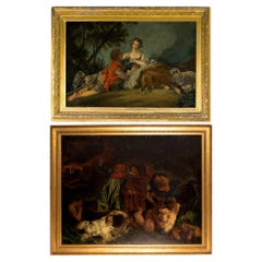 Pareja De Cuadros Franceses, (Según François Boucher), (Según Eugéne Delacroix)
