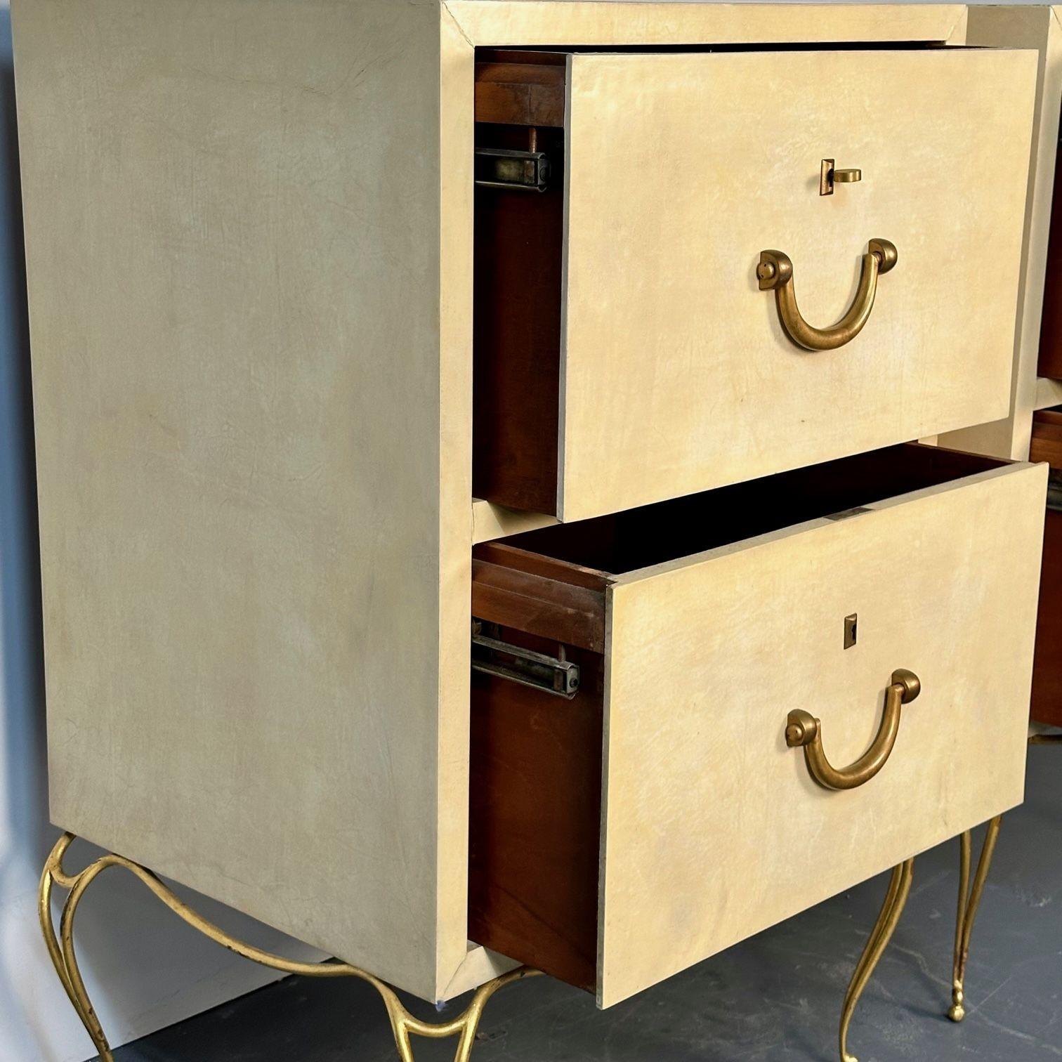 Pair Large Midcentury French Parchment Commodes, Chests or Cabinets, 1950s For Sale 4