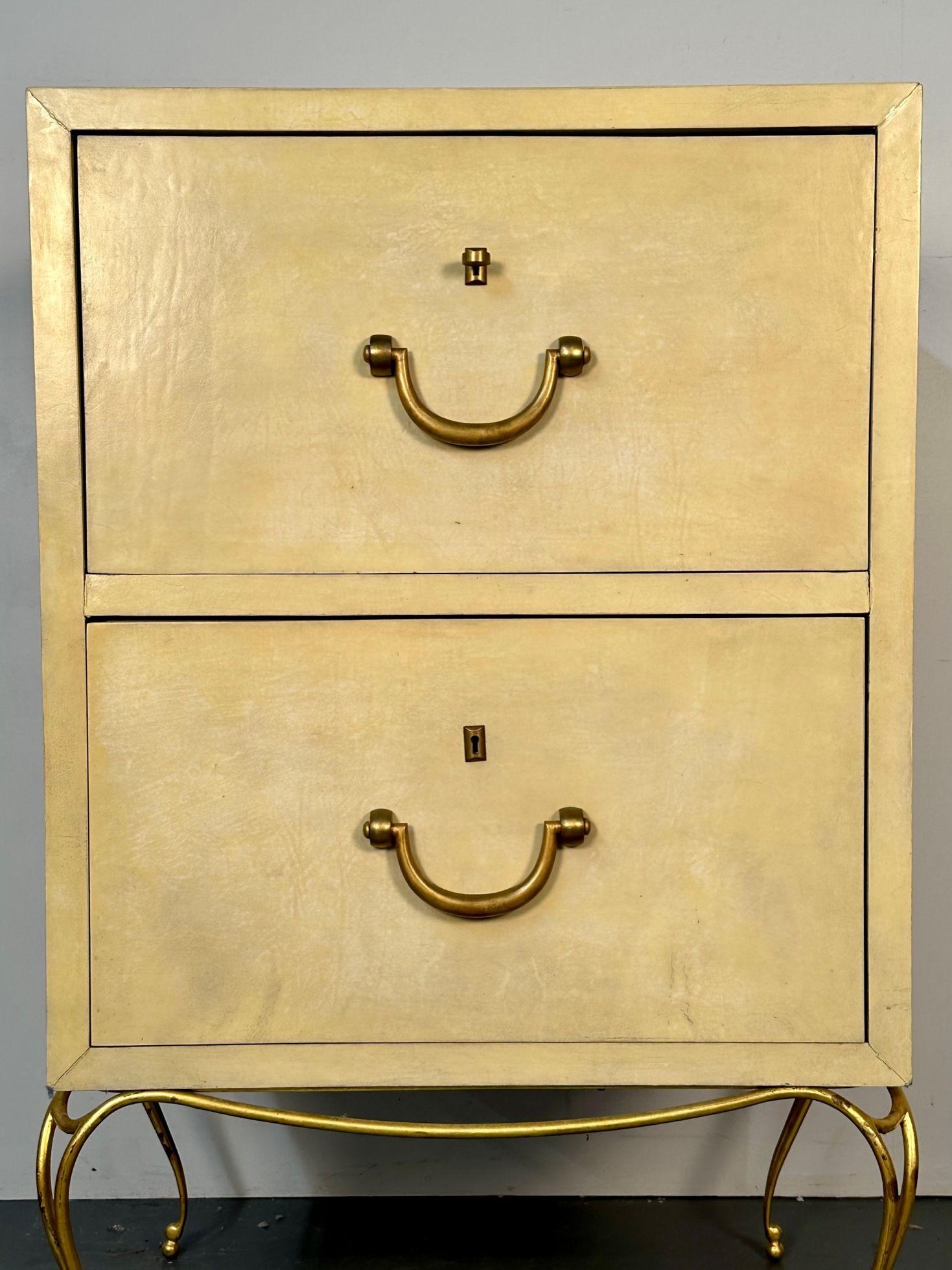 Mid-20th Century Pair Large Midcentury French Parchment Commodes, Chests or Cabinets, 1950s For Sale