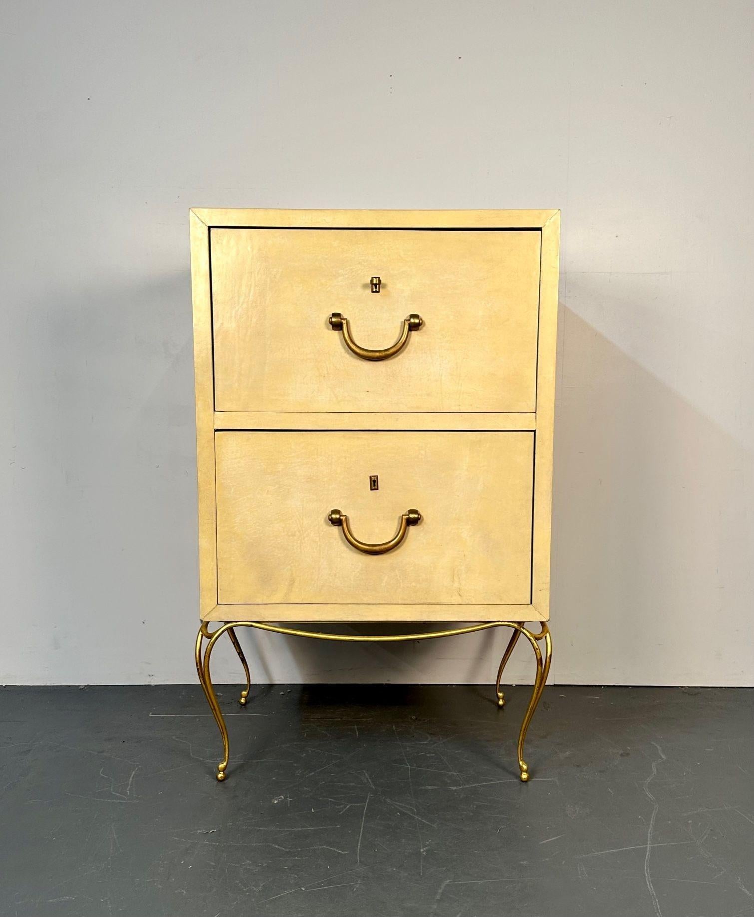 Pair Large Midcentury French Parchment Commodes, Chests or Cabinets, 1950s For Sale 2
