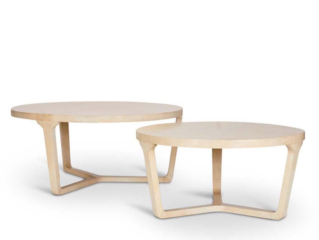 Mid-Century Modern Pair of French Parchment Nesting Coffee Tables