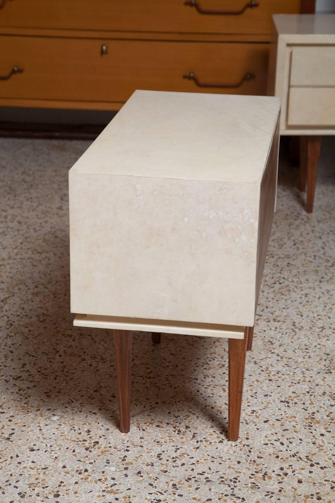 Pair of French Parchment Nightstands, circa 1960 1