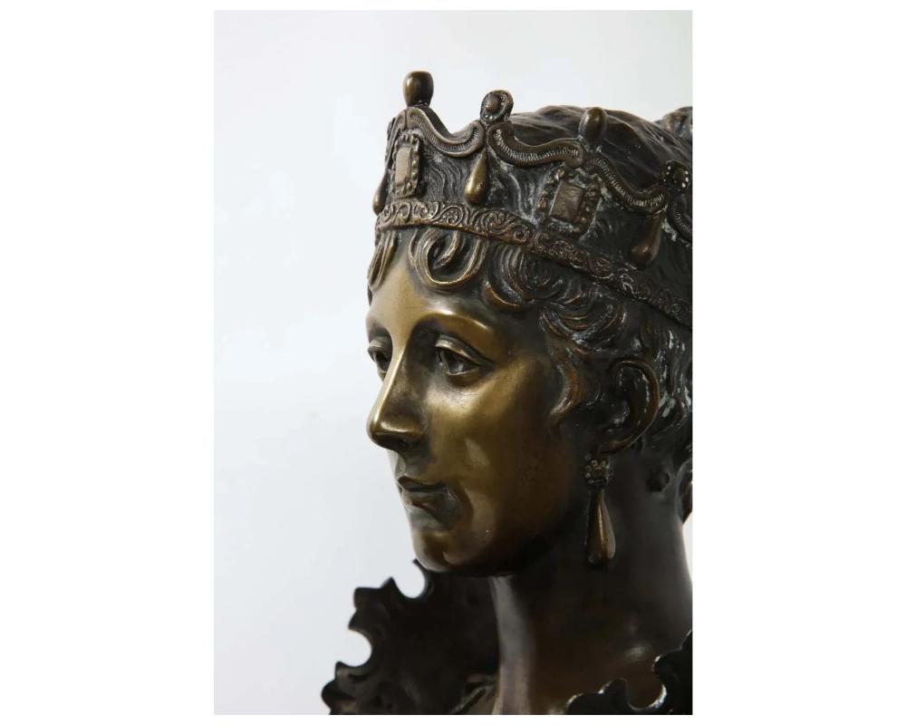 Pair of French Patinated Bronze Busts of Napoleon and Empress Josephine 1