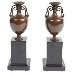 Pair of French Patinated Bronze Grand Tour Urns