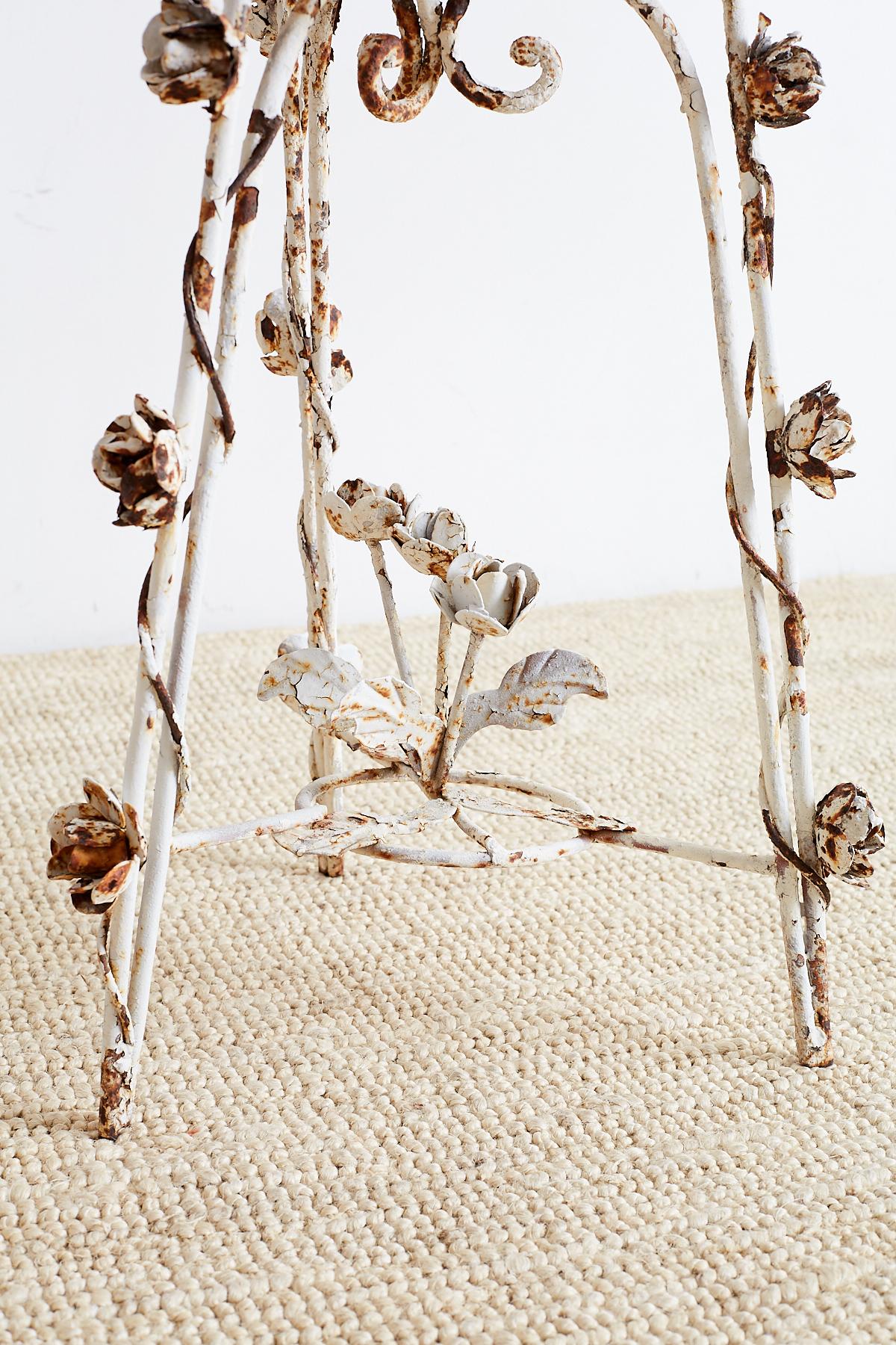 Pair of French Patinated Iron Jardinières or Plant Stands In Distressed Condition In Rio Vista, CA