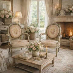 Paire de fauteuils ouverts patinés Louis XVI Médaillon Fauteuils circa 1900