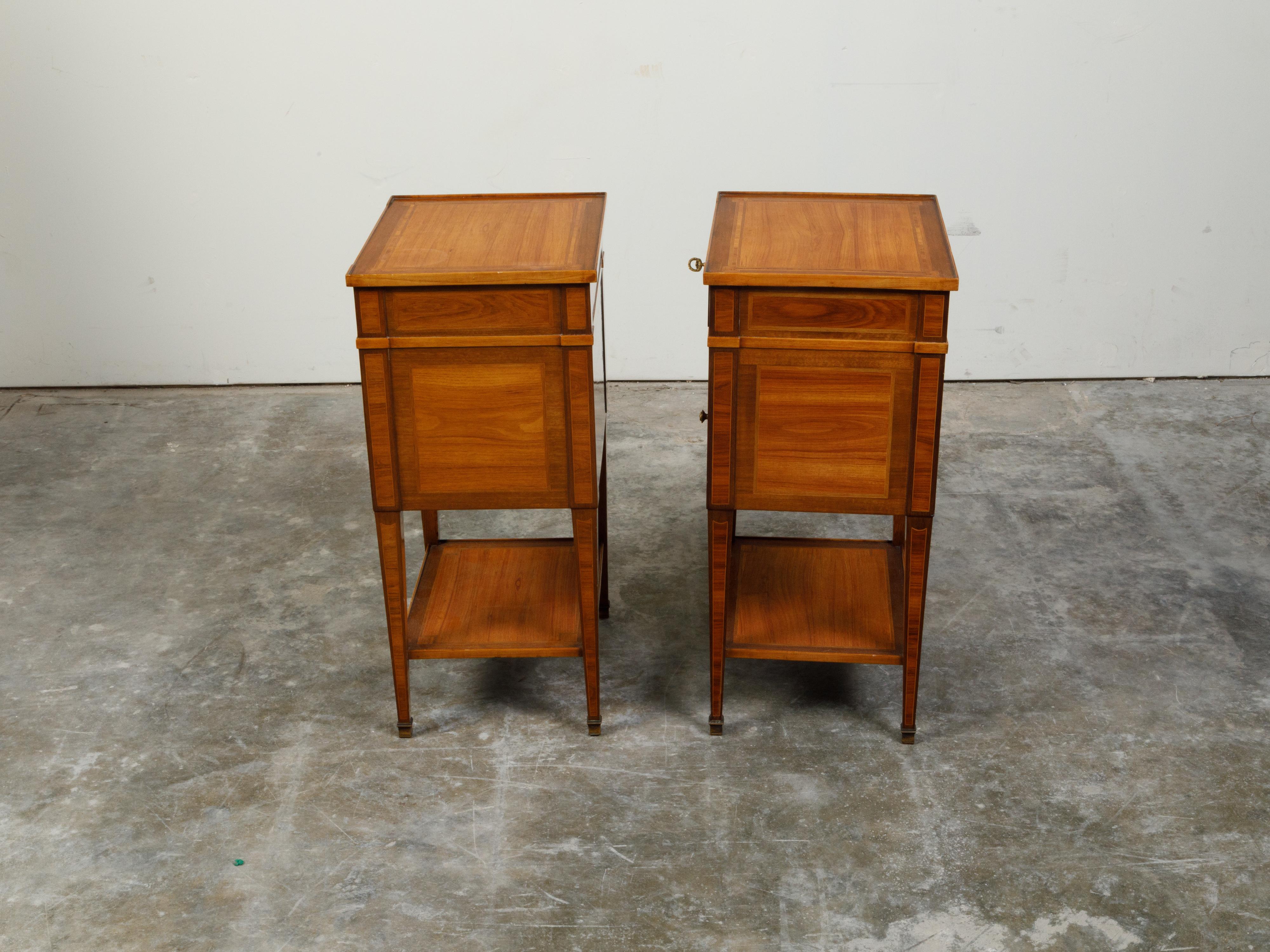 Pair of French Paul Sormani Late 19th Century Bedside Tables with Inlay For Sale 3