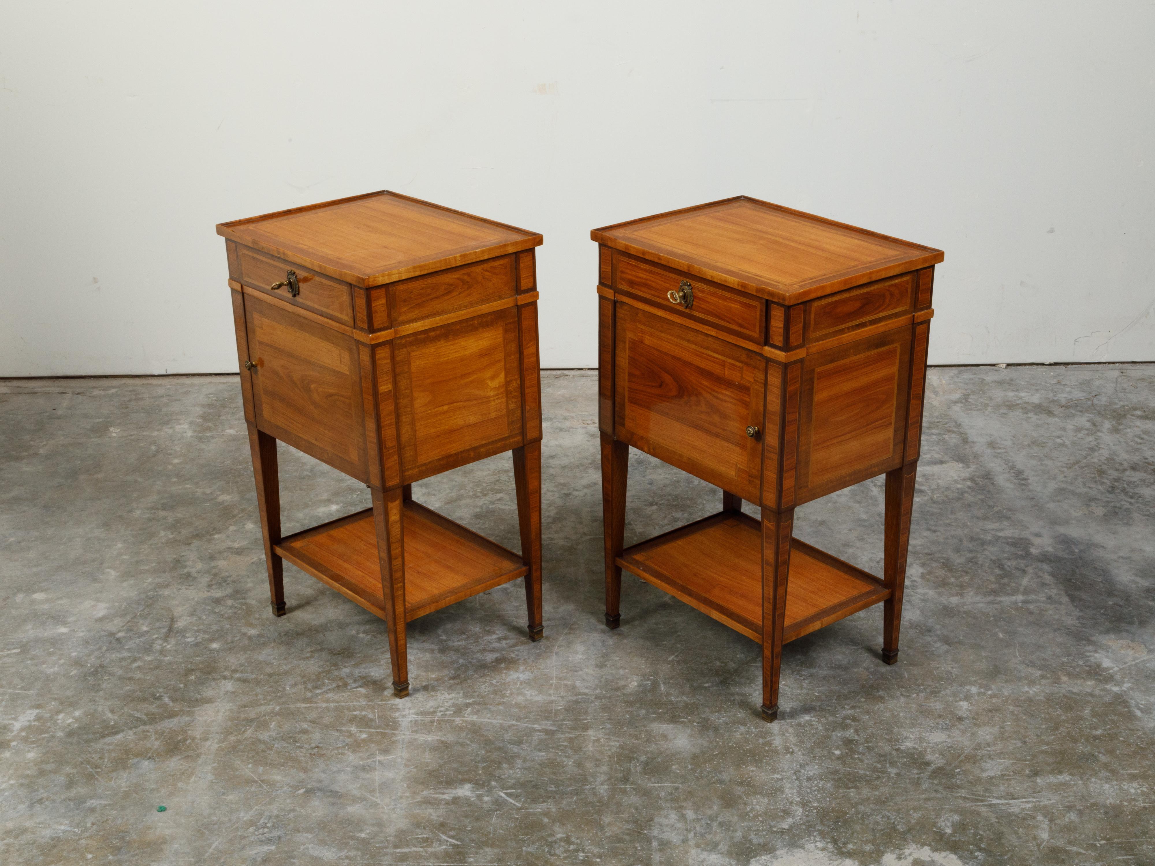 Pair of French Paul Sormani Late 19th Century Bedside Tables with Inlay For Sale 4