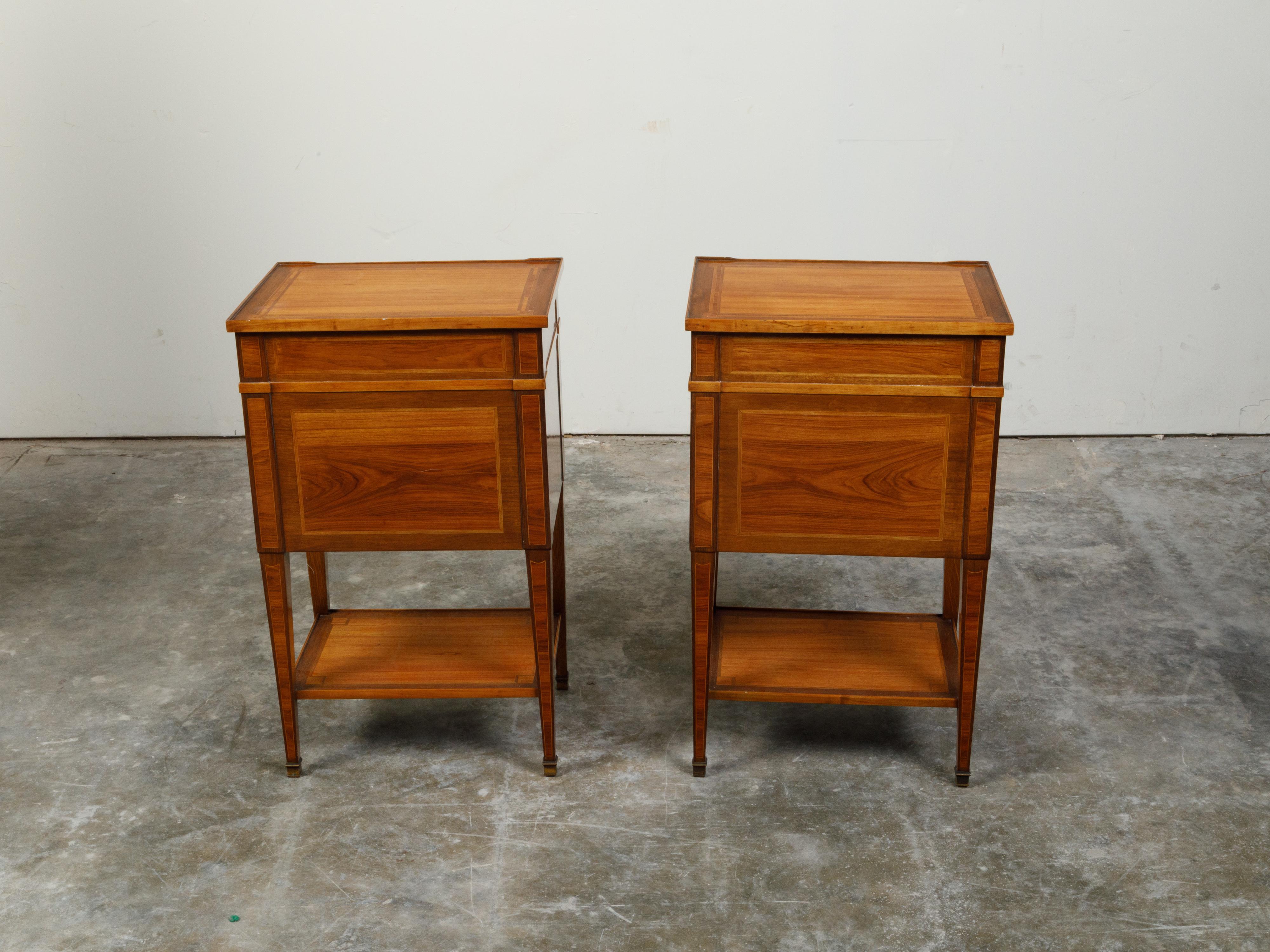 Pair of French Paul Sormani Late 19th Century Bedside Tables with Inlay For Sale 2