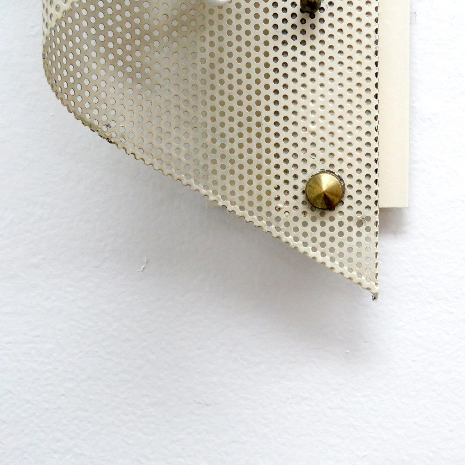 Mid-20th Century Pair of French Perforated Wall Lights by Lunel, 1950 For Sale