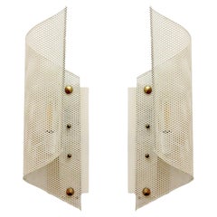 Pair of French Perforated Wall Lights by Lunel, 1950