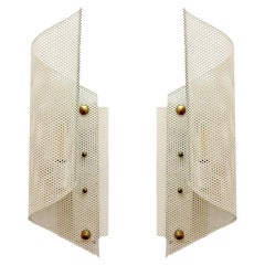 Pair of French Perforated Wall Lights by Lunel, 1950