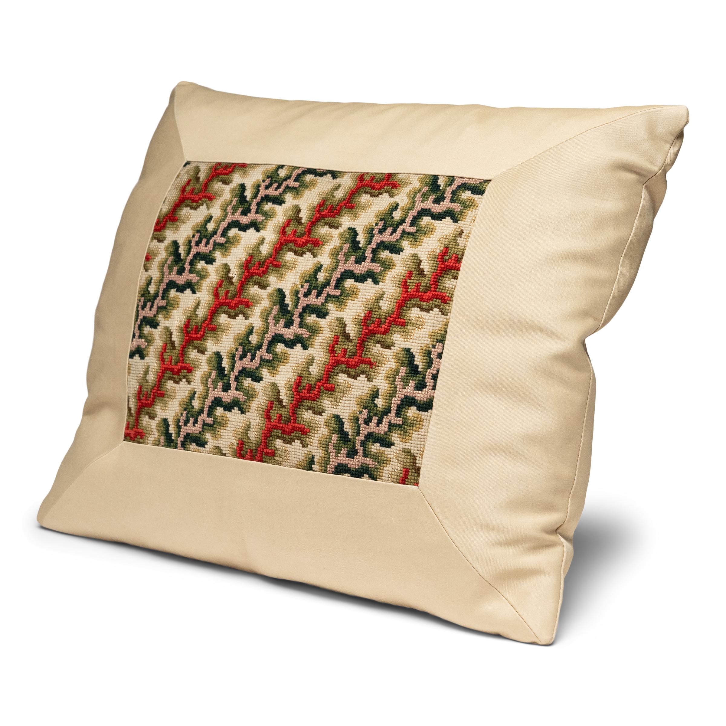Silk Pair of French Petit Point Pillows For Sale