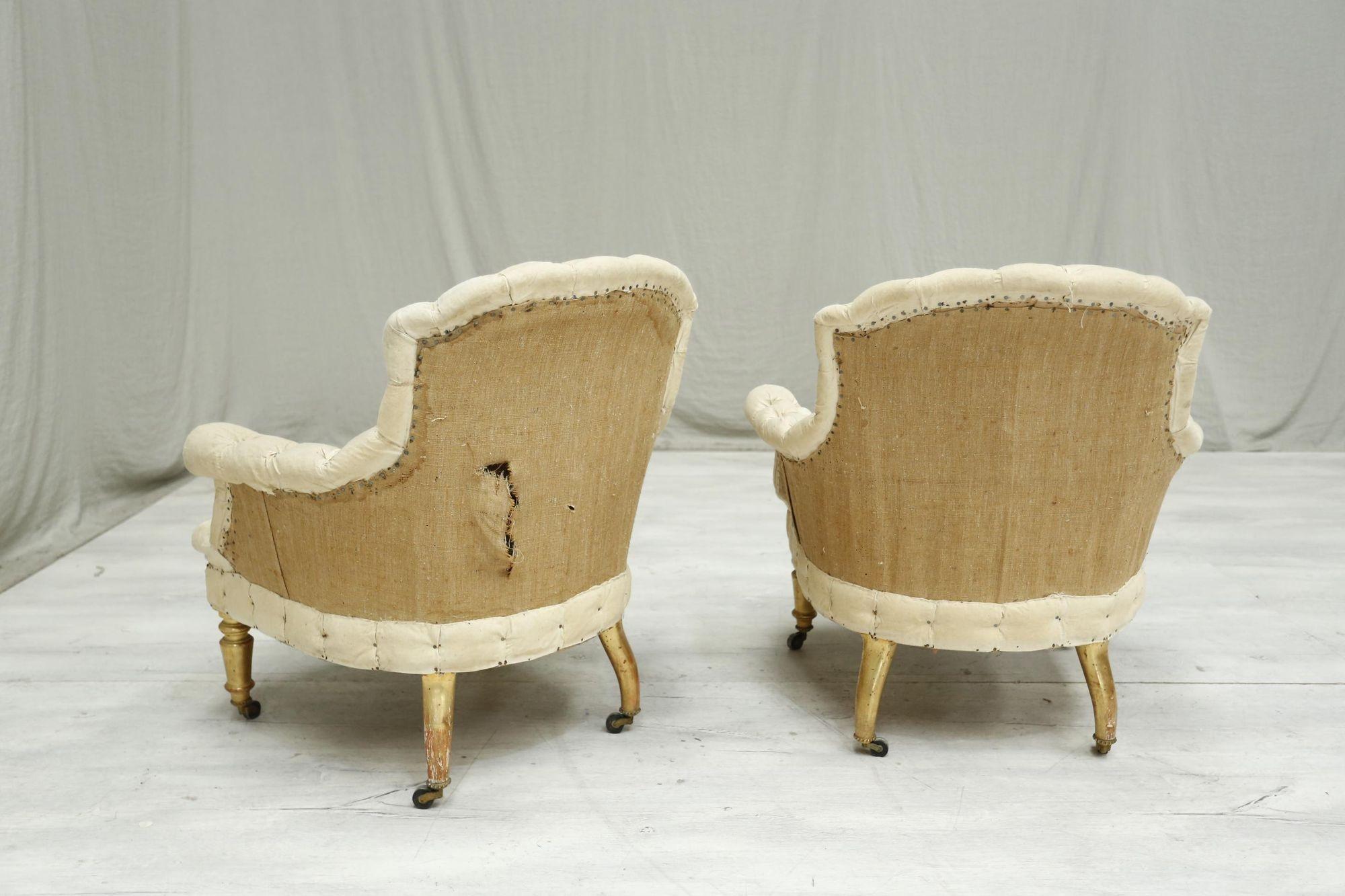 Pair of French Piecrust Armchairs, Deep Buttons 4