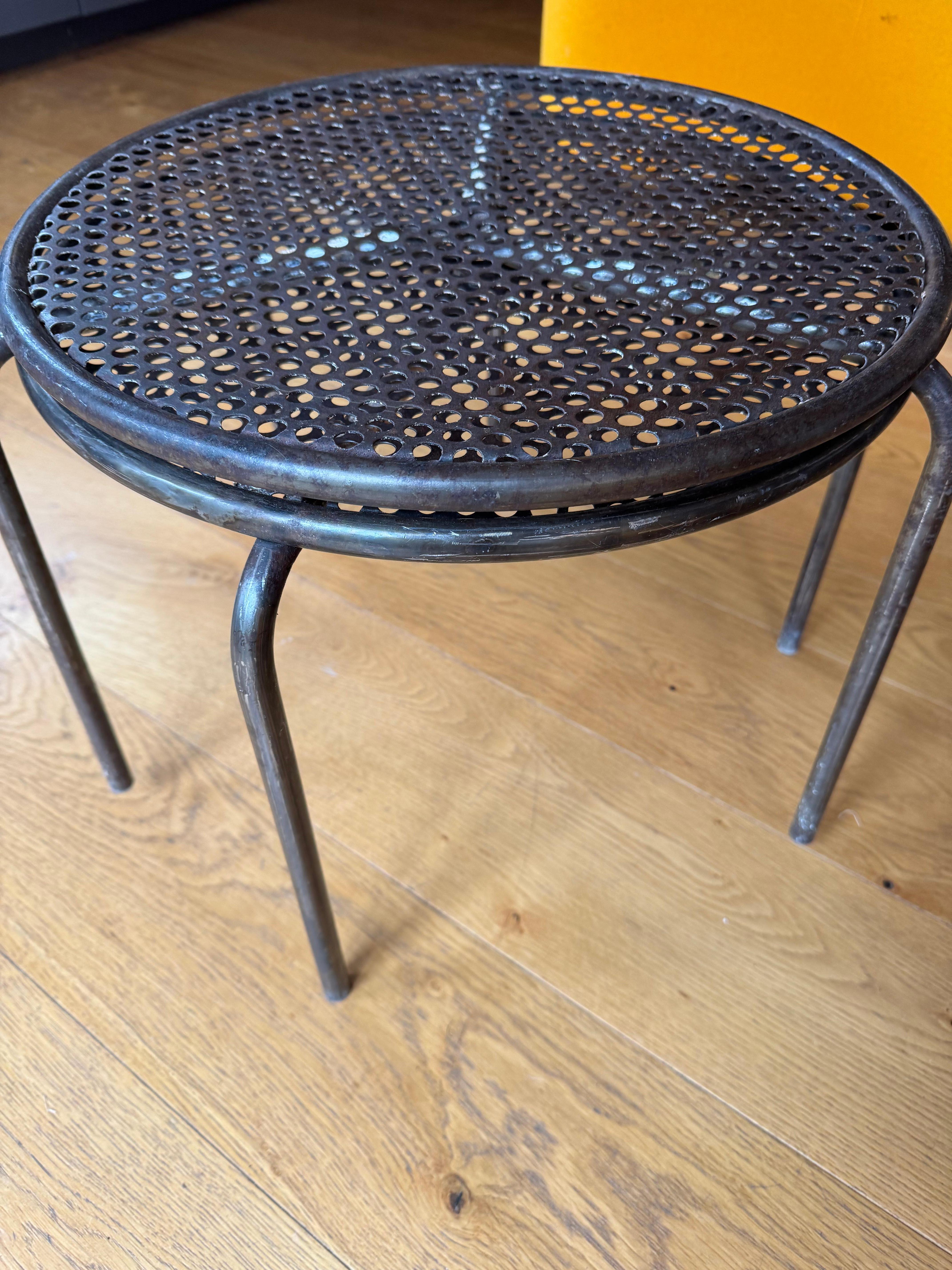 Pair of French pierced metal side tables For Sale 1