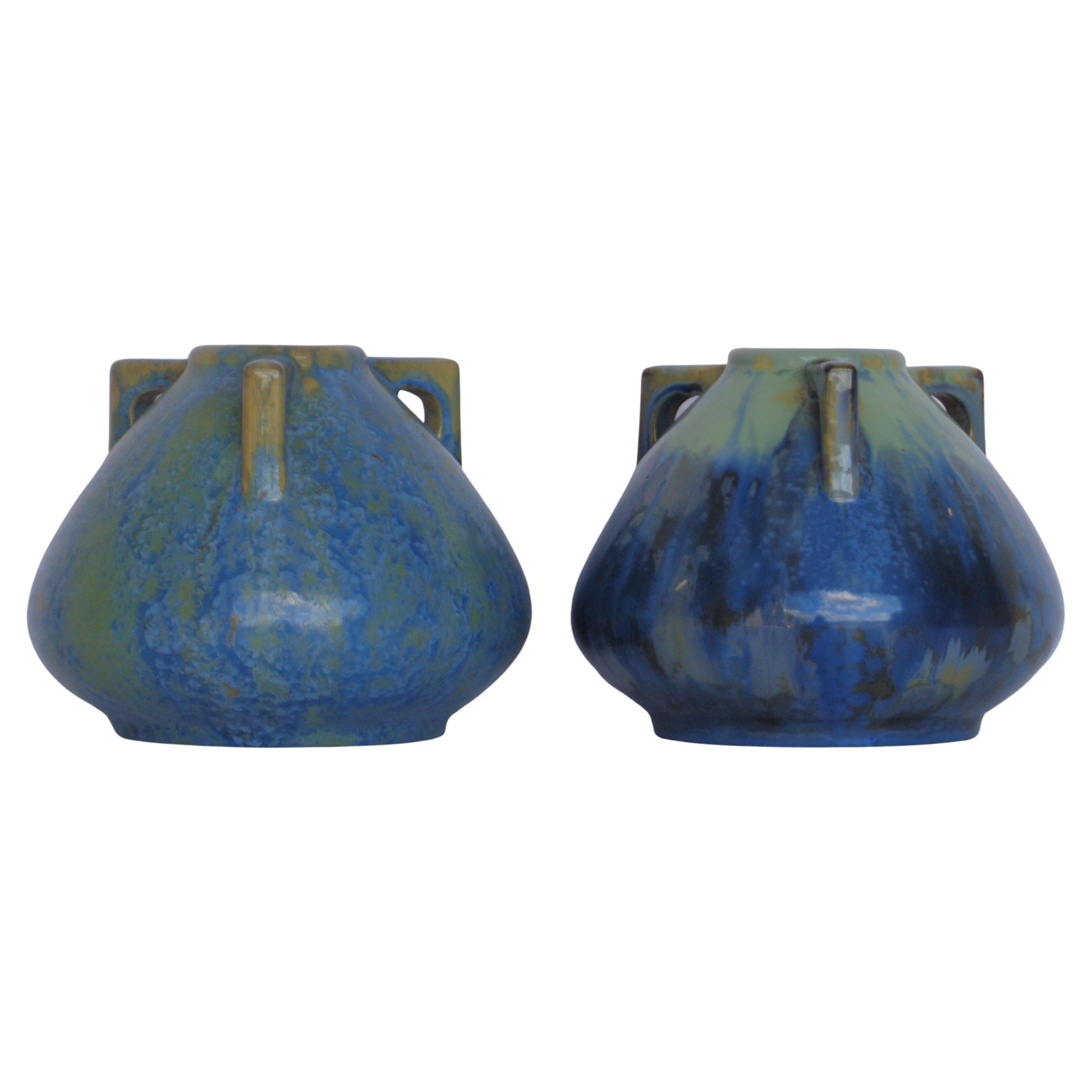 French Pierrefonds Pottery Vases, Circa 1910-1920 In Good Condition In Rochester, NY