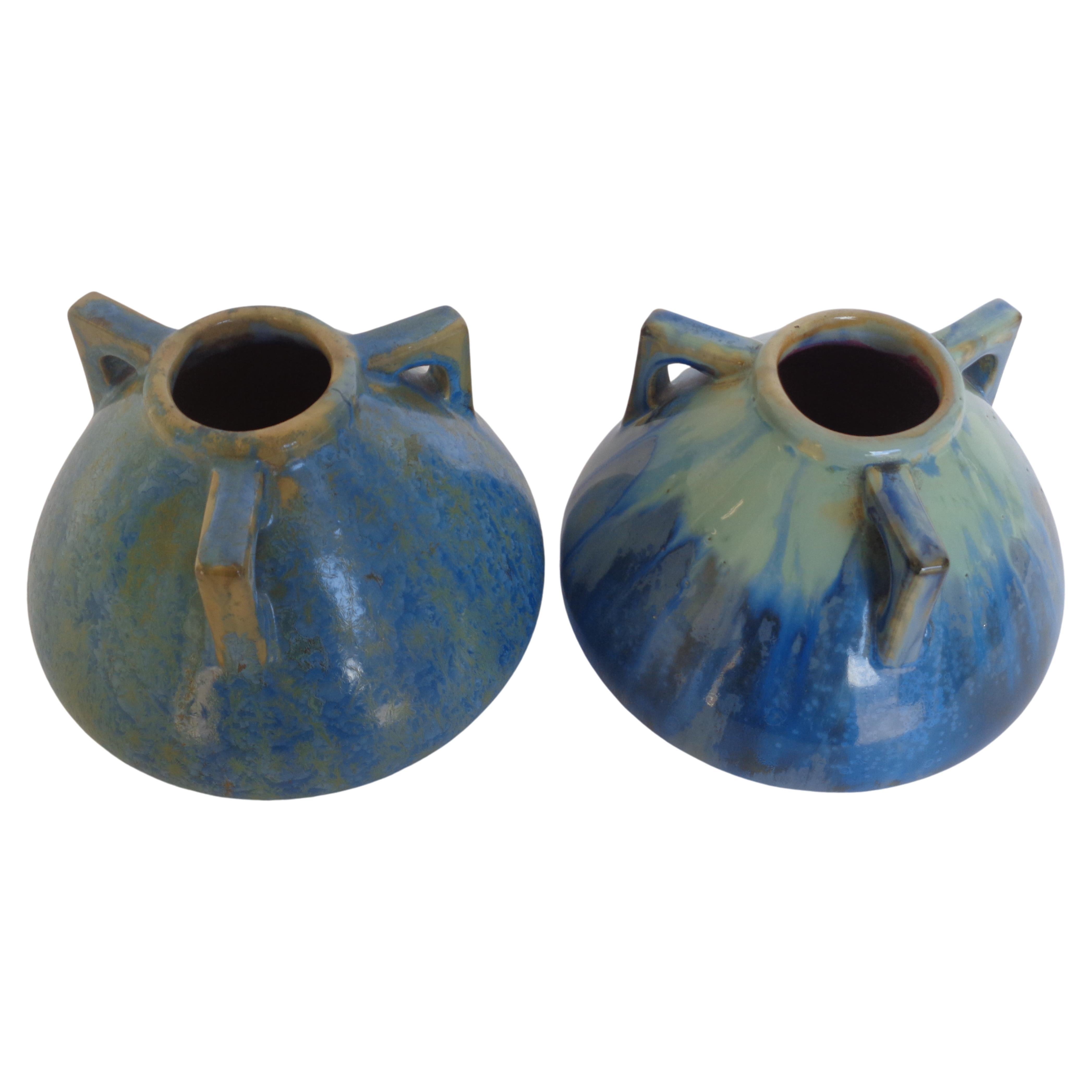 French Pierrefonds Pottery Vases, Circa 1910-1920 1