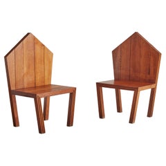Pair of French Pine Dining Chairs, 1960s