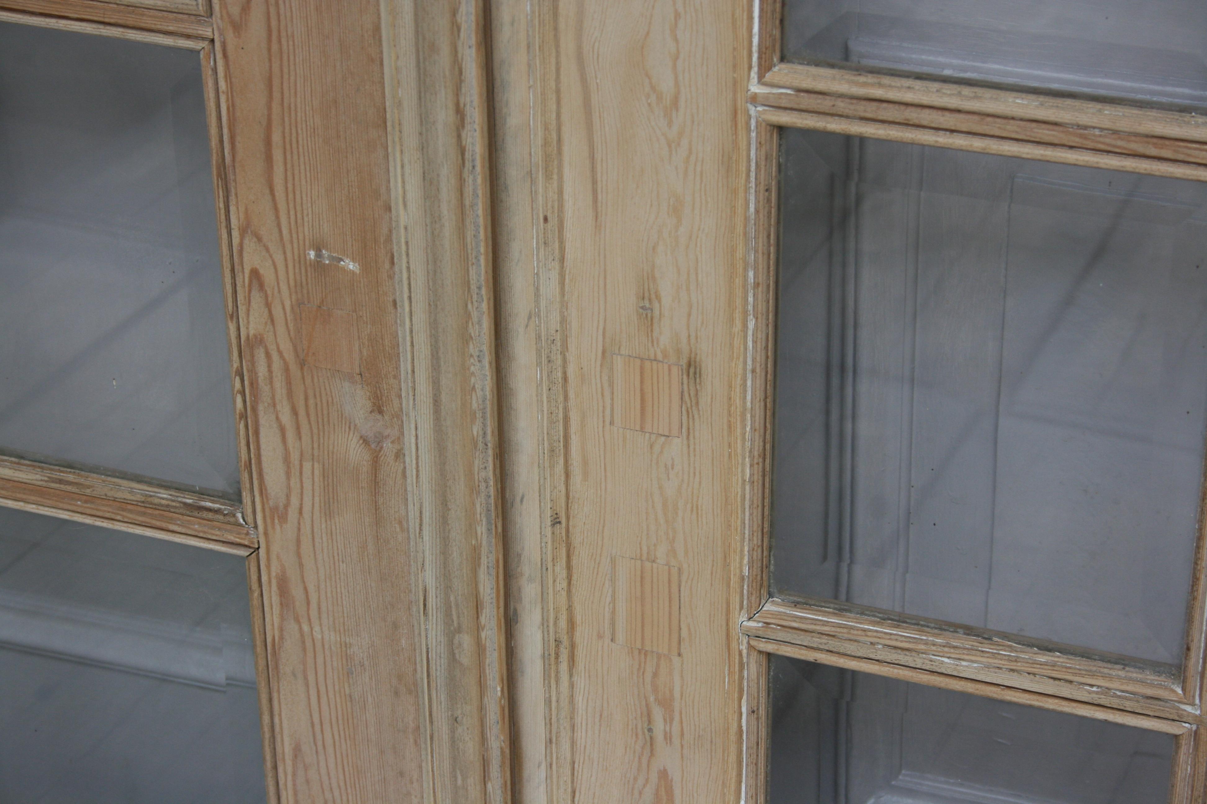 Pair of French Pine Doors with Beveled Glass, Art Deco, circa 1920s 7