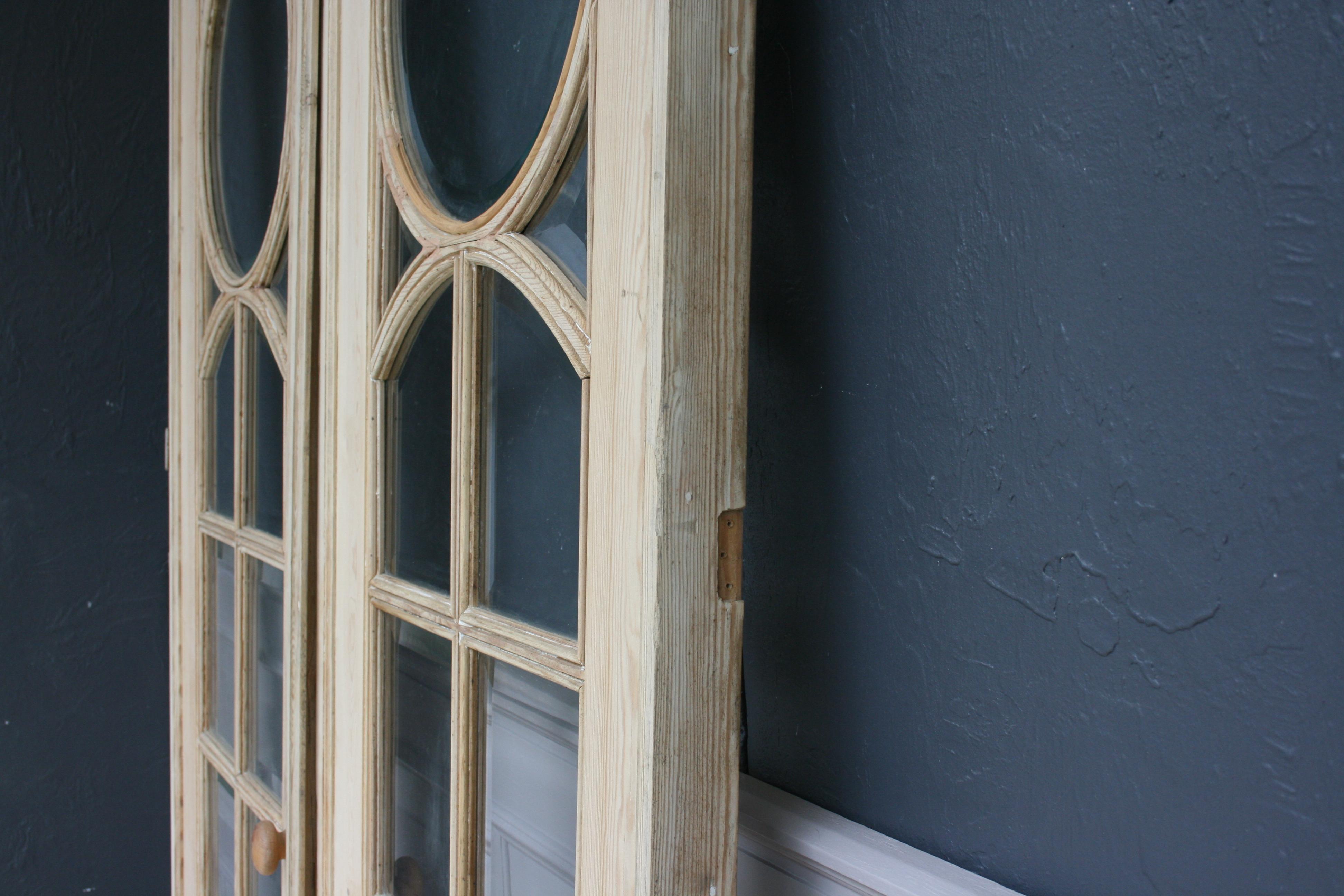 Pair of French Pine Doors with Beveled Glass, Art Deco, circa 1920s 2