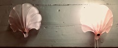 Pair of French Pink Glass Art Deco Shell Wall Lights A very Pretty pair