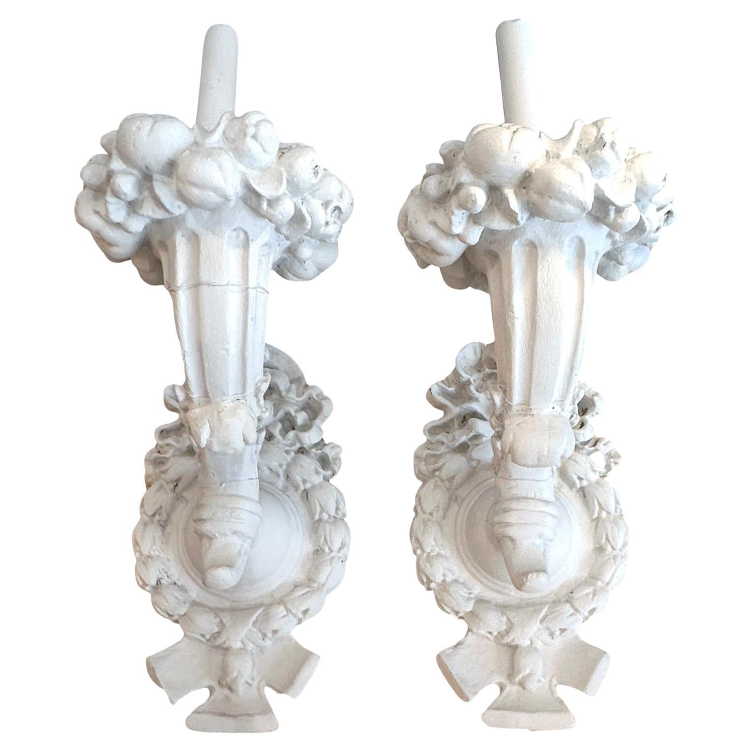 Pair of French Plaster Sconces