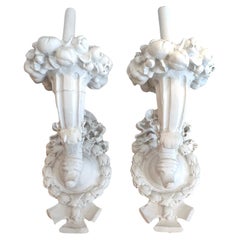 Vintage Pair of French Plaster Sconces