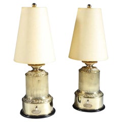 Pair of French Polished Brass Antique Table Lamps, 19th Century