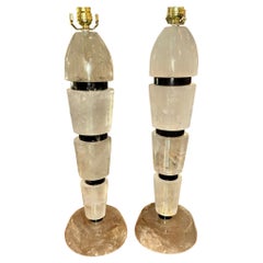 Pair of French Polished Rock Crystal Lamps