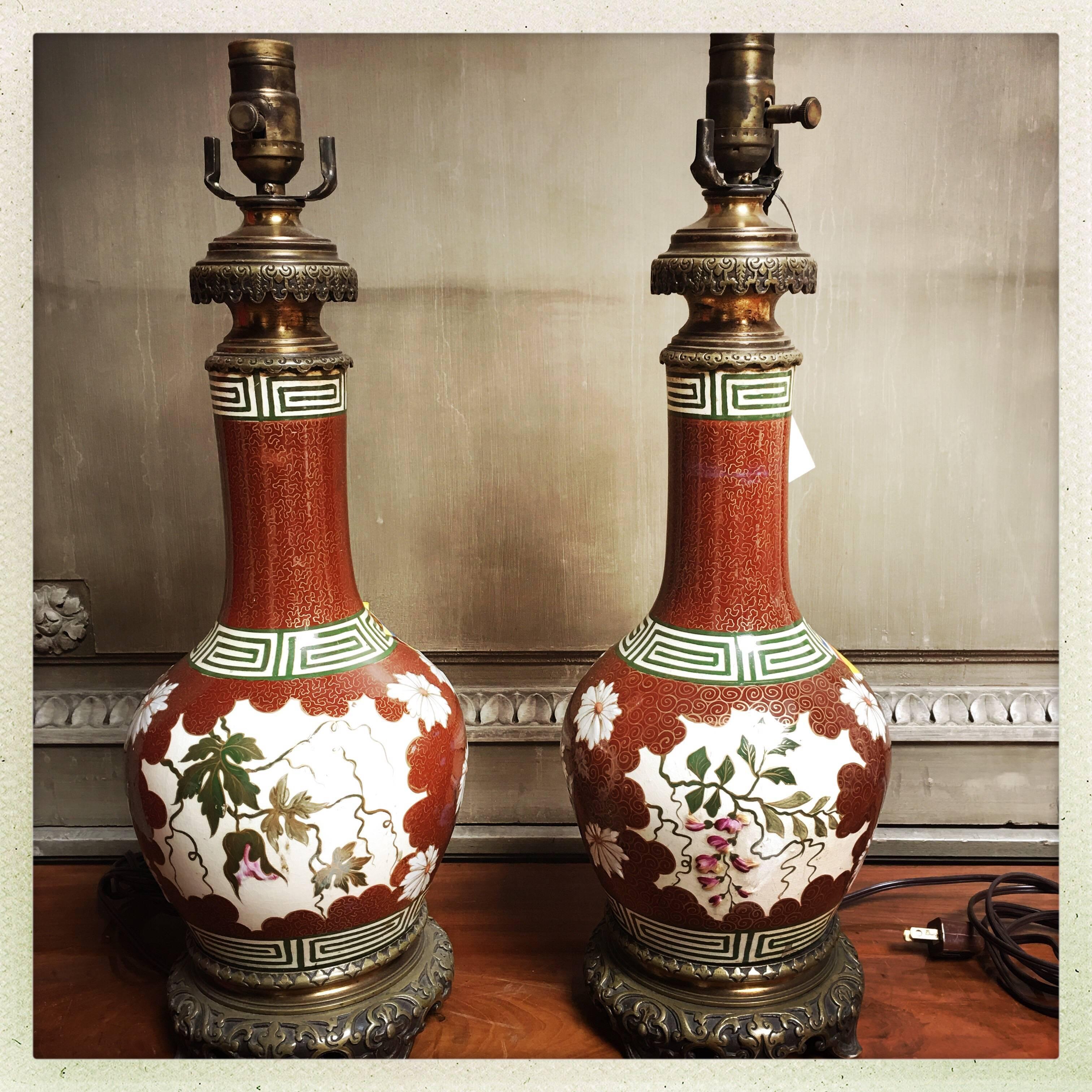 Pair of French Porcelain and Bronze Lamp Bases 2