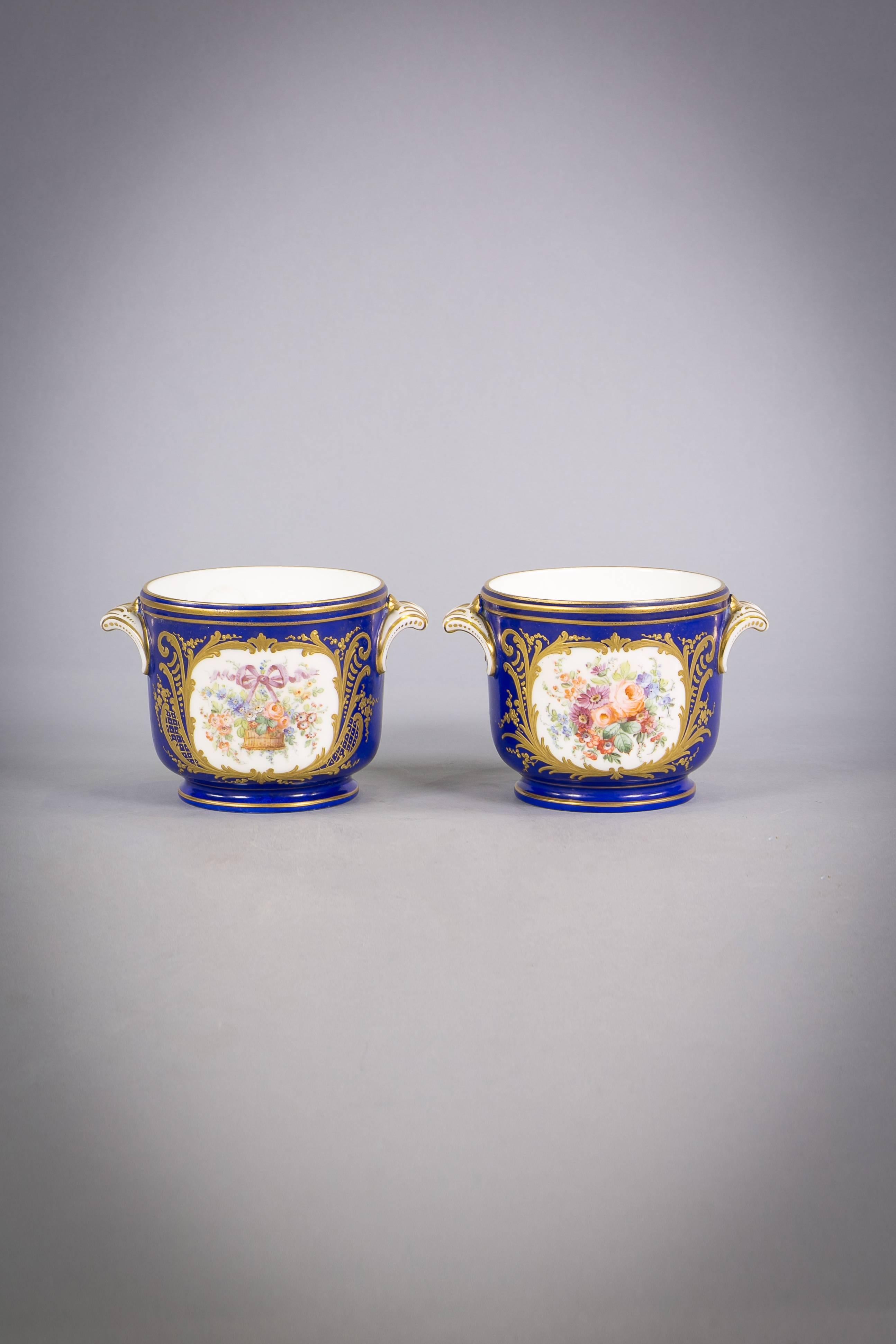 Pair of French Porcelain cachepots, circa 1860.