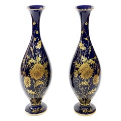 Pair of French Porcelain Cobalt Blue Vases