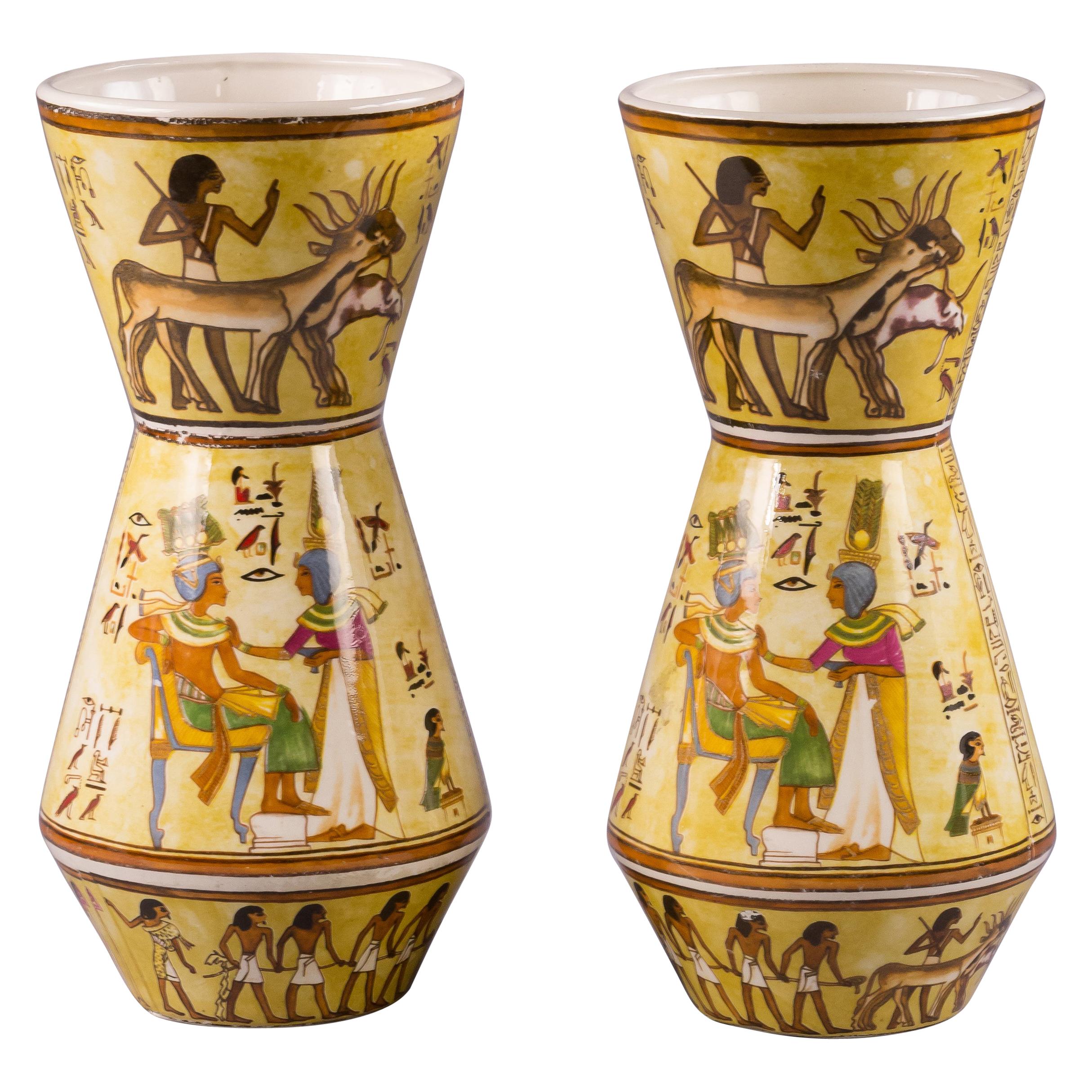 Pair of French Porcelain Egyptian Motif Vases, circa 1880