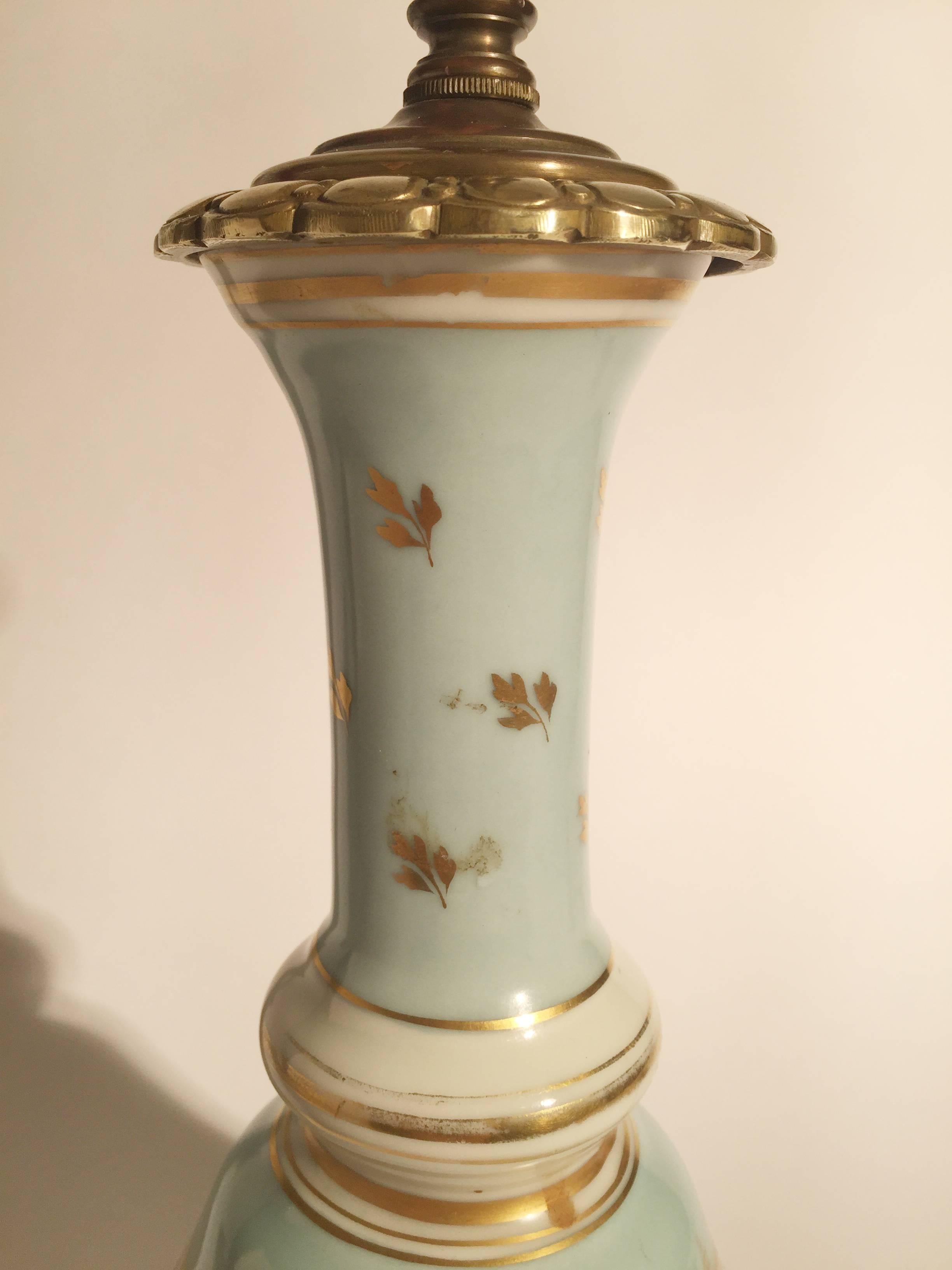 Pair of French Porcelain Hand-Painted Oil Lamps Now Electrified 1