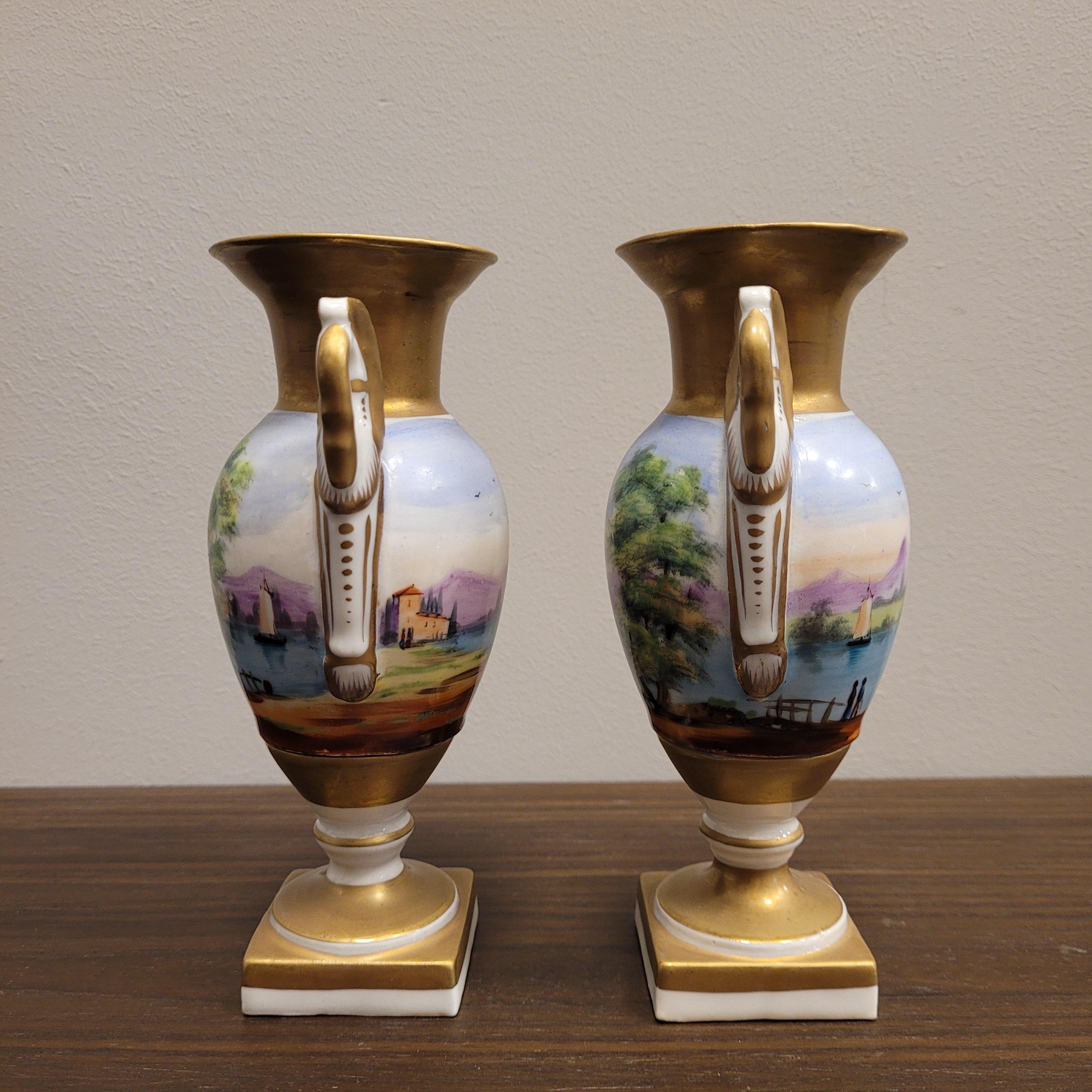Pair of French Porcelain hand painted Vases  9