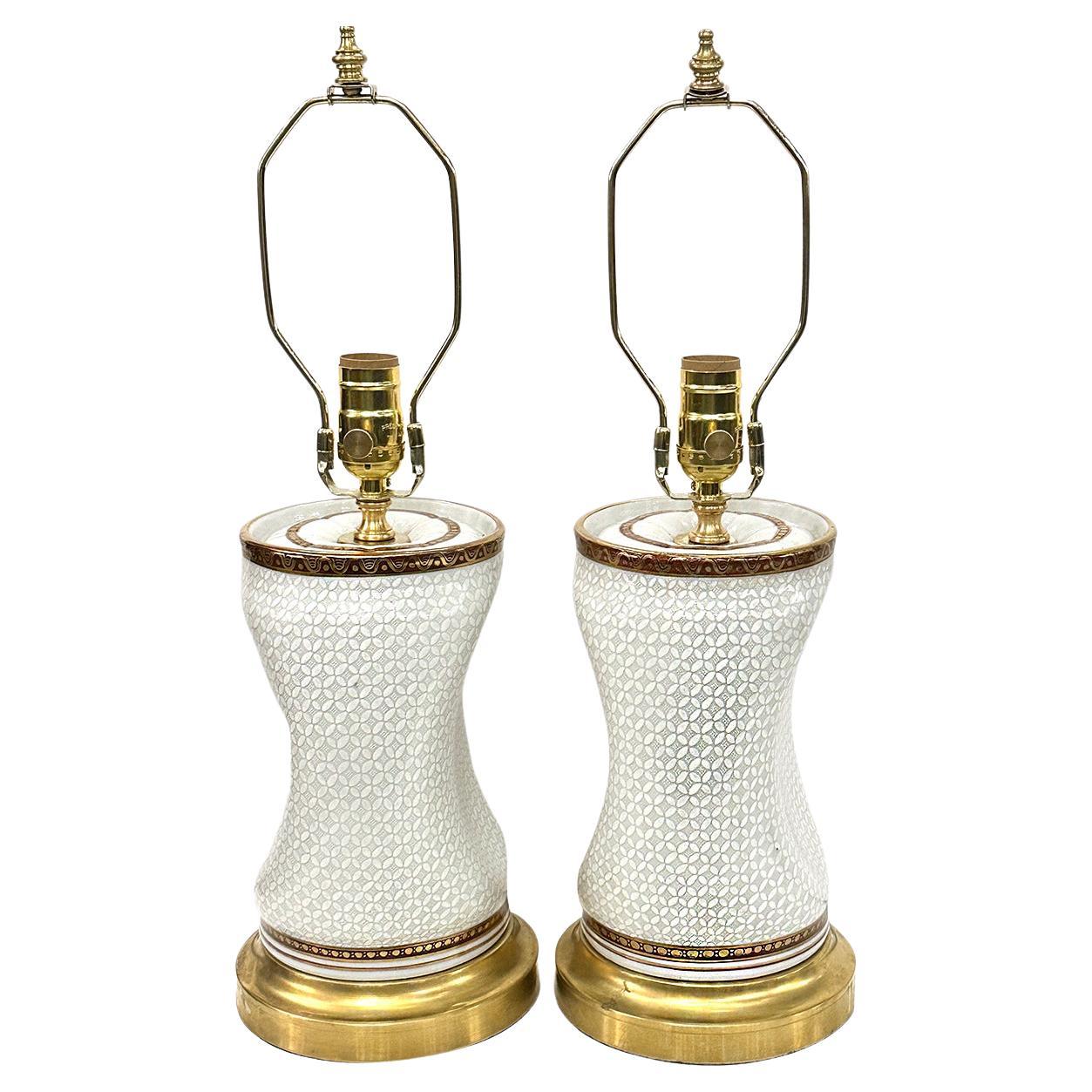 Paar französische Porzellanlampen