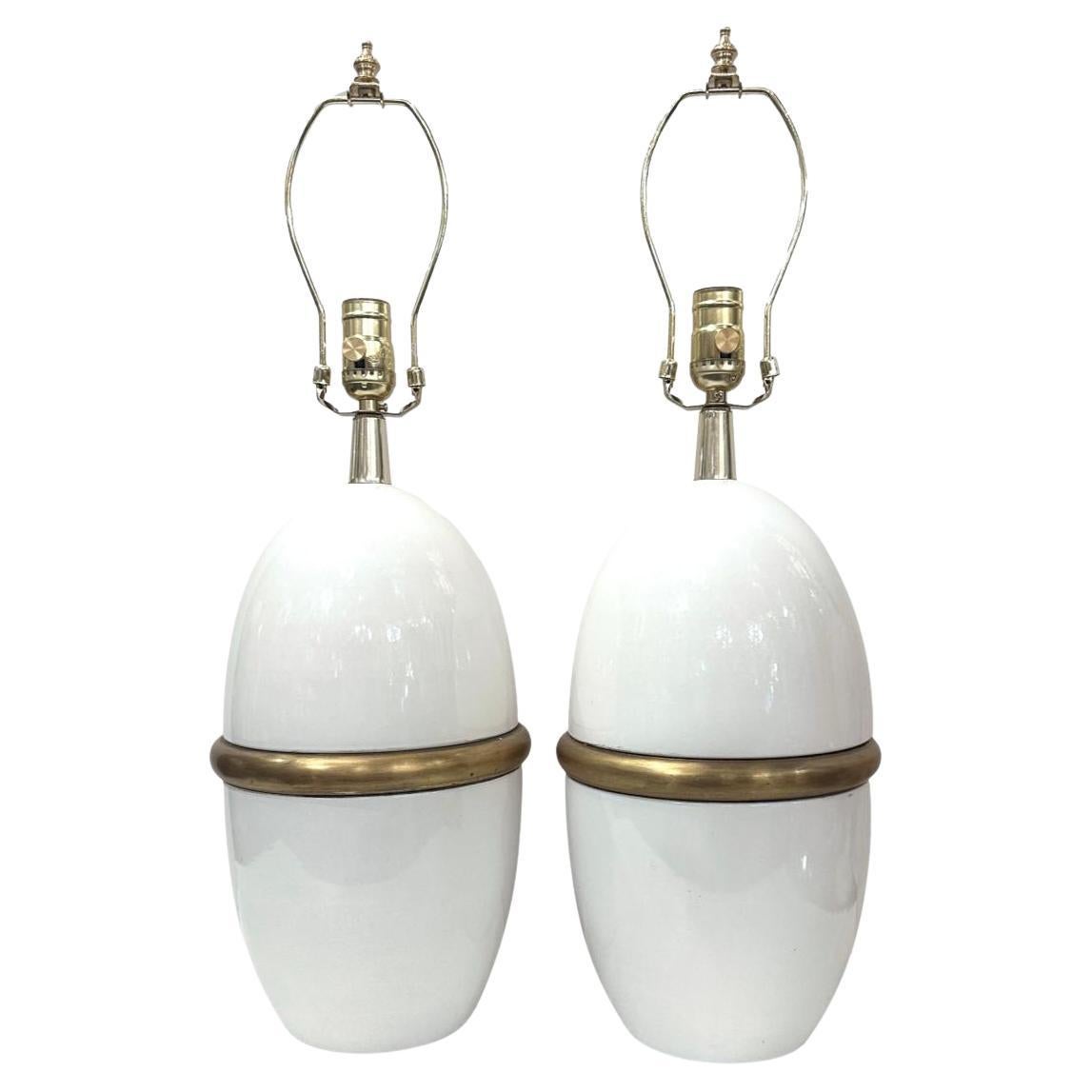 Pair of French Porcelain Lamps For Sale