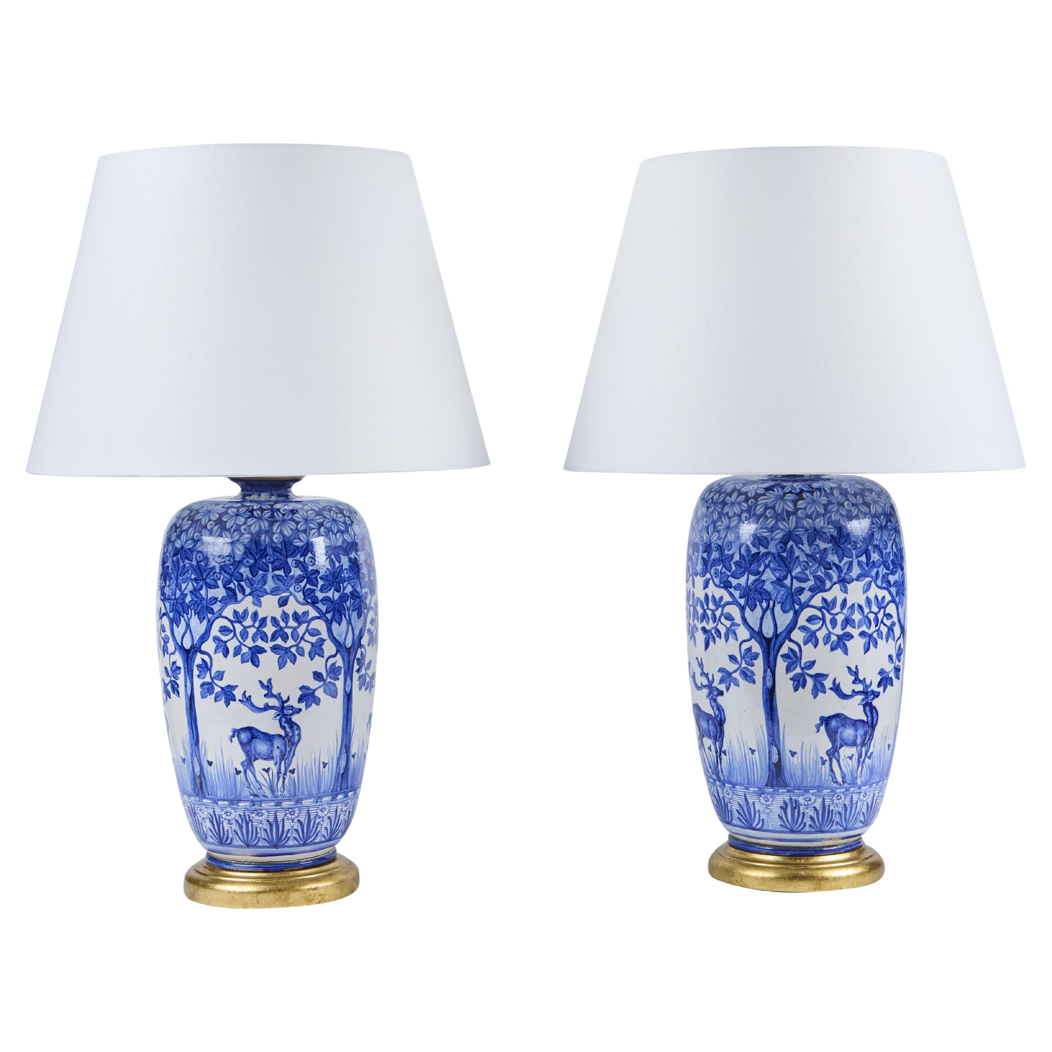 Pair of French Porcelain Lamps