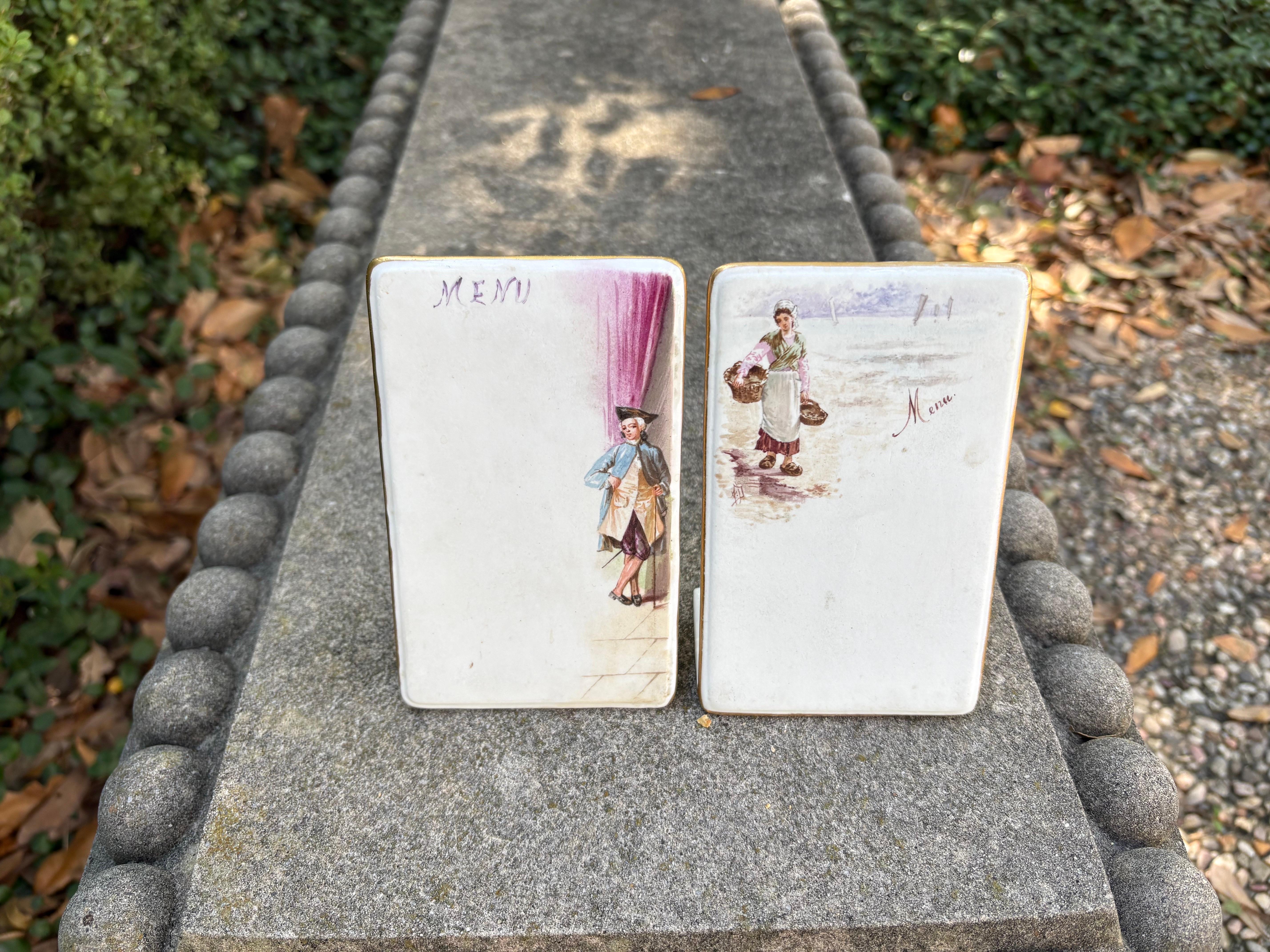 Provincial français Paire de porte-menus en porcelaine française en vente