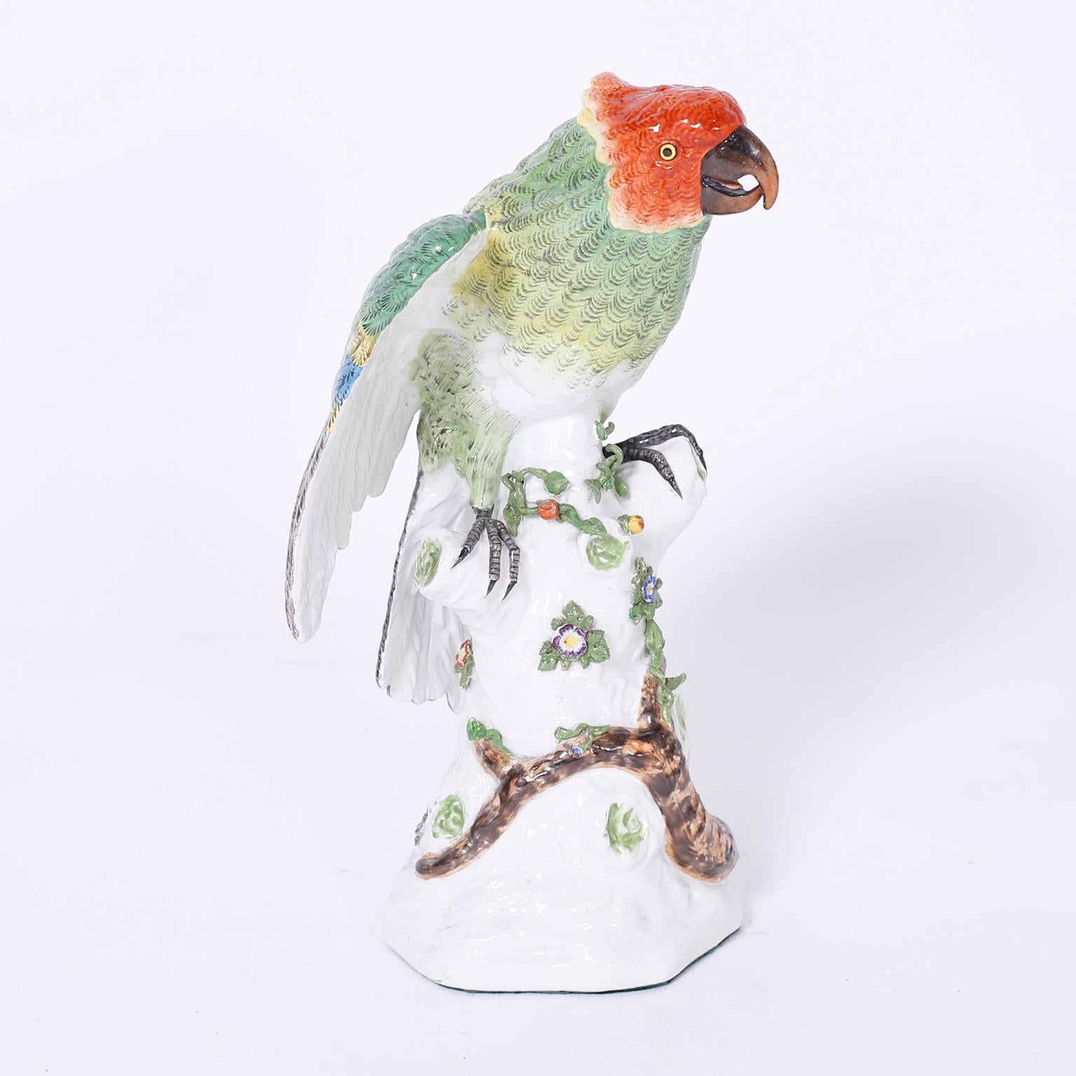 Louis XV Pair of French Porcelain Parrots