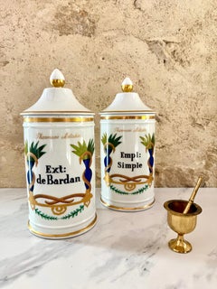 Pair of French Porcelain Pharmacy Pots