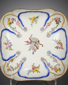 Pair of French Porcelain Square Dishes, Sevres, Dated 1765