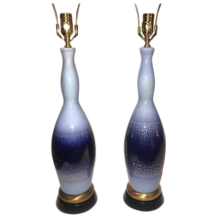 Paar französische Porzellan-Tischlampen