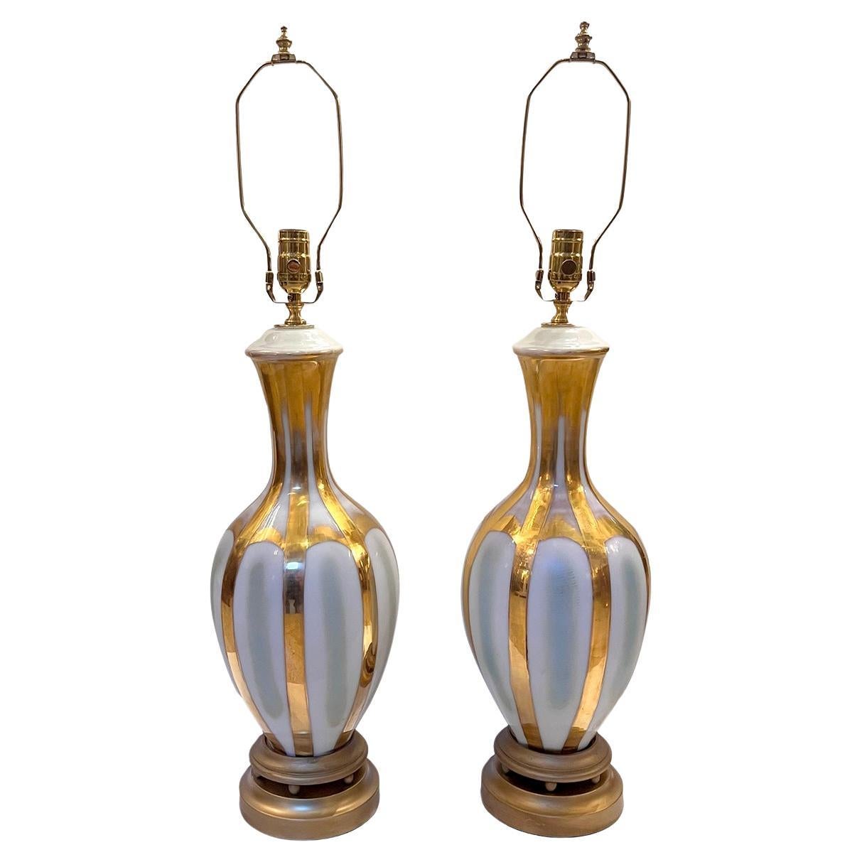 Paire de lampes de table en porcelaine française